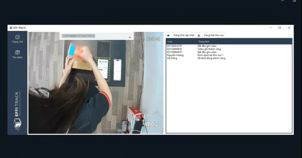 Effitrack tự động quay và lưu video đóng hàng