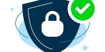 data-has-been-protected-by-the-system-shield-with-check-mark-concept-illustration-flat-design-simple-modern-graphic-element-for-landing-page-ui-infographic-icon-vector